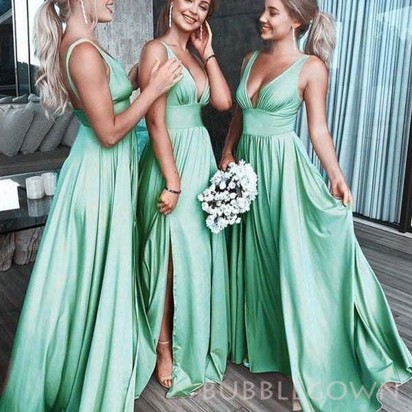 Simple Sage Jersey V-neck Cheap Long Bridesmaid Dresses , BGB0021 BubbleGowns Simple Sage Jersey V-neck Cheap Long Bridesmaid Dresses , BGB0021 BubbleGowns