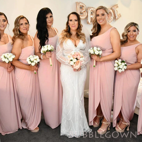 Popular One Shoulder Side Slit Long Custom Bridesmaid Dresses, BGB0151 BubbleGowns Popular One Shoulder Side Slit Long Custom Bridesmaid Dresses, BGB0151 BubbleGowns