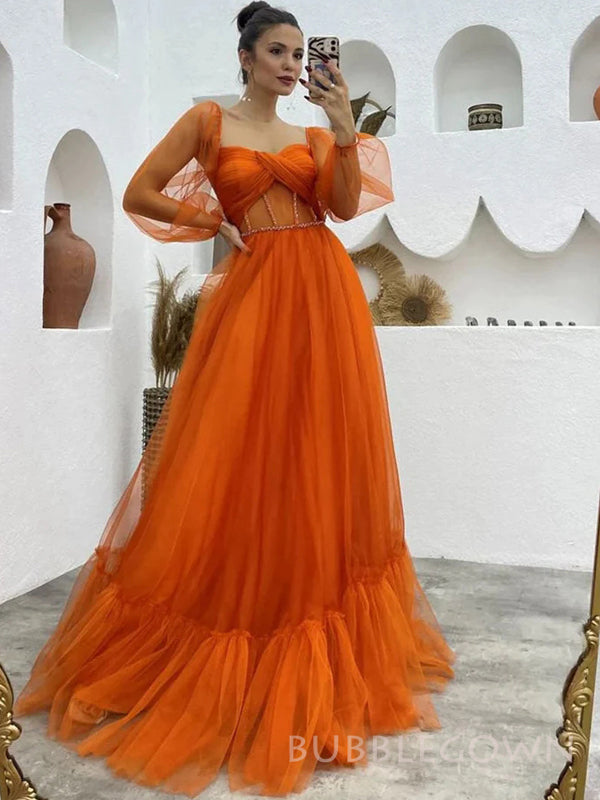 orange tulle prom dress Ruffles Orange Tulle One Shoulder Sparkle Prom Dress