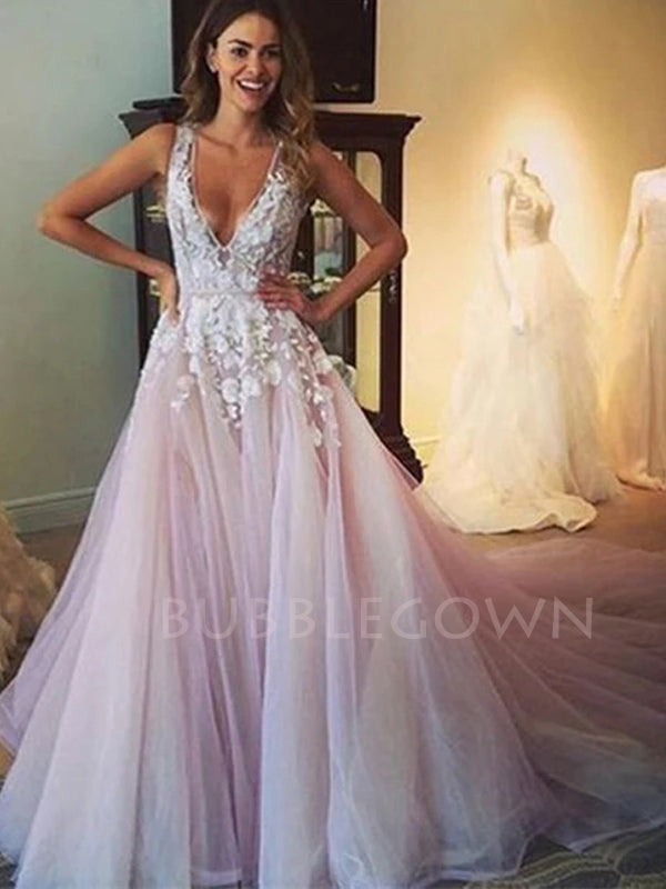 Sex See Throuth V-neck Lace A-line Long Evening Prom Dresses, Cheap Pr – BubbleGowns Sex See Throuth V-neck Lace A-line Long Evening Prom Dresses, Cheap Pr – BubbleGowns