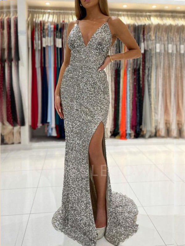 silver dress cheap sliver prom dress Black Girl Prom Dress Silver Beads Sequins Sexy Prom Dresses Cheap