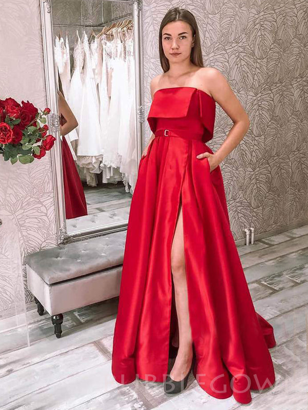 mod prom dress Stacees 2026 Red Strapless Corset Prom Dress with Lace Trim Draped Sweetheart