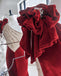 Sexy Red Velvet One-shoulder Mermaid Long Prom Dresses FP1232