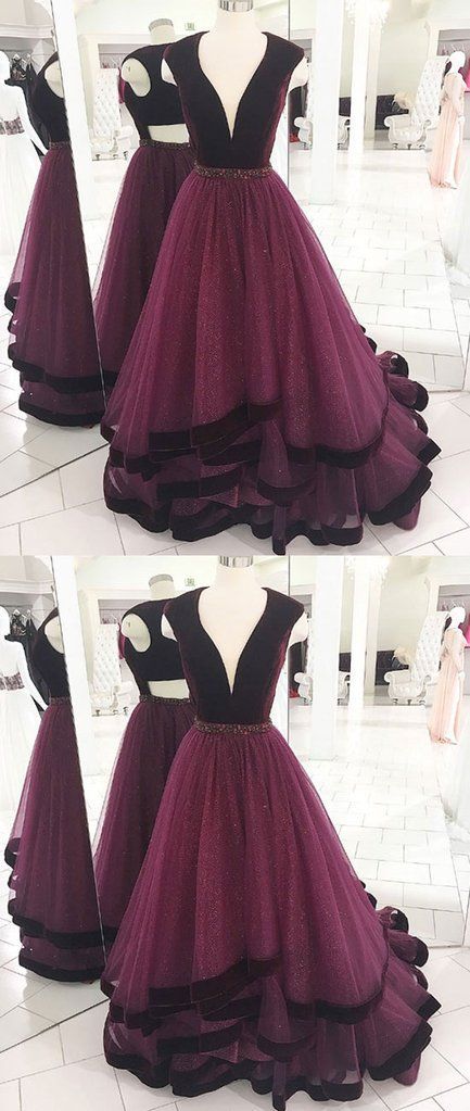 Charming Grape Sexy Open Back Affordable Long Prom Dress, BG51086 - Bubble Gown