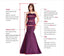 Gorgeous Burgundy Satin Mermaid V-neck Long Prom Dresses, BGS0496