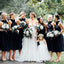 A-line Black Satin High-neck Long Custom Bridesmaid Dresses , Short Bridesmaid dress, BGB0031