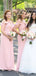 Sweetheart Pink Mermaid Long Custom Off Shoulder Bridesmaid Dresses, BGB0086