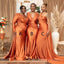 Mismatched Orange Satin Mermaid Long Custom Bridesmaid Dresses, BGB0092