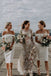 Off Shoulder White Satin Short Mermaid Custom Bridesmaid Dresses, BGB0107