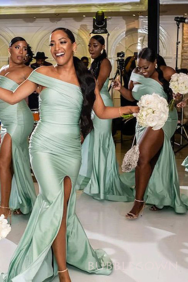 sage green bridesmaid dresses satin ZAPAKA Women Dress Long Ruched Deep V-Neck Wedding Party Dress, Sage / US4 Plain Fabric AW.Bridal A-line V-Neck Floor Length
