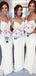 Sweetheart White Appliques Spagheti Straps Mermaid Long Custom Bridesmaid Dresses, BGB0141