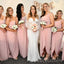 Popular One Shoulder Side Slit Long Custom Bridesmaid Dresses, BGB0151