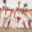 Unique White One Shoulder Long Custom High Slit Bridesmaid Dresses, BGB0153