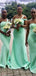 One Shoulder Mint Green Sweetheart Long Custom Mermaid Bridesmaid Dresses, BGB0156