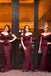 Pupular Burgundy Mermaid Appliques Long Custom Off Shoulder Bridesmaid Dresses, BGB0157