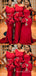 Red Satin Mermaid Appliques Long Custom Bridesmaid Dresses, BGB0158