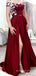 Red Satin Appliques A-line Long Evening Prom Dresses, Custom Off Shoulder Prom Dresses, BGS0267