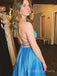Simple Blue Satin Spaghetti Straps Long Evening Prom Dresses, Custom A-line Prom Dresses, BGS0276