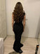 Popular Black Mermaid Long Evening Prom Dresses, One Shoulder Cheap Prom Dress, BGS0308
