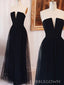 A-line Tulle Strapless V-neck Long Evening Prom Dresses, BGS0352