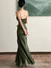 Spaghetti Straps Clover Satin Mermaid Long Prom Dresses, BGS0437