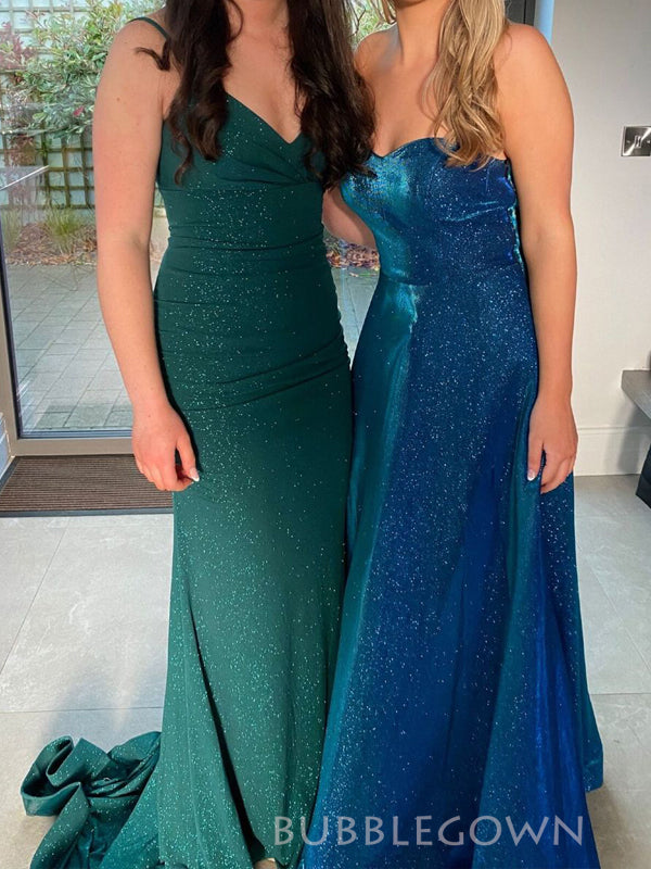 Sparkly Dark Green Mermaid Long Prom Dresses, V-neck Prom Dress, BGS04 BubbleGowns Sparkly Dark Green Mermaid Long Prom Dresses, V-neck Prom Dress, BGS04 BubbleGowns