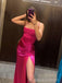 Gorgeous Side Slit Hot Pink Mermaid Long Prom Dresses, BGS0458