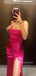 Gorgeous Side Slit Hot Pink Mermaid Long Prom Dresses, BGS0458