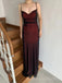 Sheath Spaghetti Straps Black Red Mermaid Long Prom Dresses, BGS0465