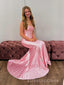 Spaghetti Straps Mermaid Satin Long Prom Dresses, Pink Prom Dress, BGS0473