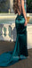 Mermaid Backless Satin V-neck Long Prom Dresses, BGS0477