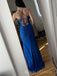 Royal Blue Sheath Mermaid Long Prom Dresses, BGS0479