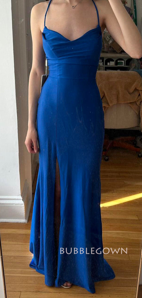 Royal Blue Sheath Mermaid Long Prom Dresses, BGS0479