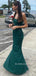 Sparkly Spaghetti Straps Dark Green Mermaid Long Prom Dresses, BGS0480