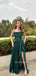 Spaghetti Straps Datk Green A-line Long Prom Dresses, BGS0492