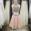 Two Pieces Pink Beaded Halter Lovely Homecoming Dresses, BG51495