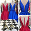 Deep V Neck Seen Through Back Red Blue Simple Homecoming Dresses, BG51482