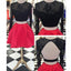 Two Pieces Long Sleeve Open Back Red Black Homecoming Dresses, BG51472