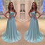 2 Pieces Lace Blue Beautiful Junior Long Prom Dresses, BG51479 - Bubble Gown