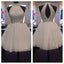 White Halter Open Back Short Beaded Homecoming Dresses, BG51444