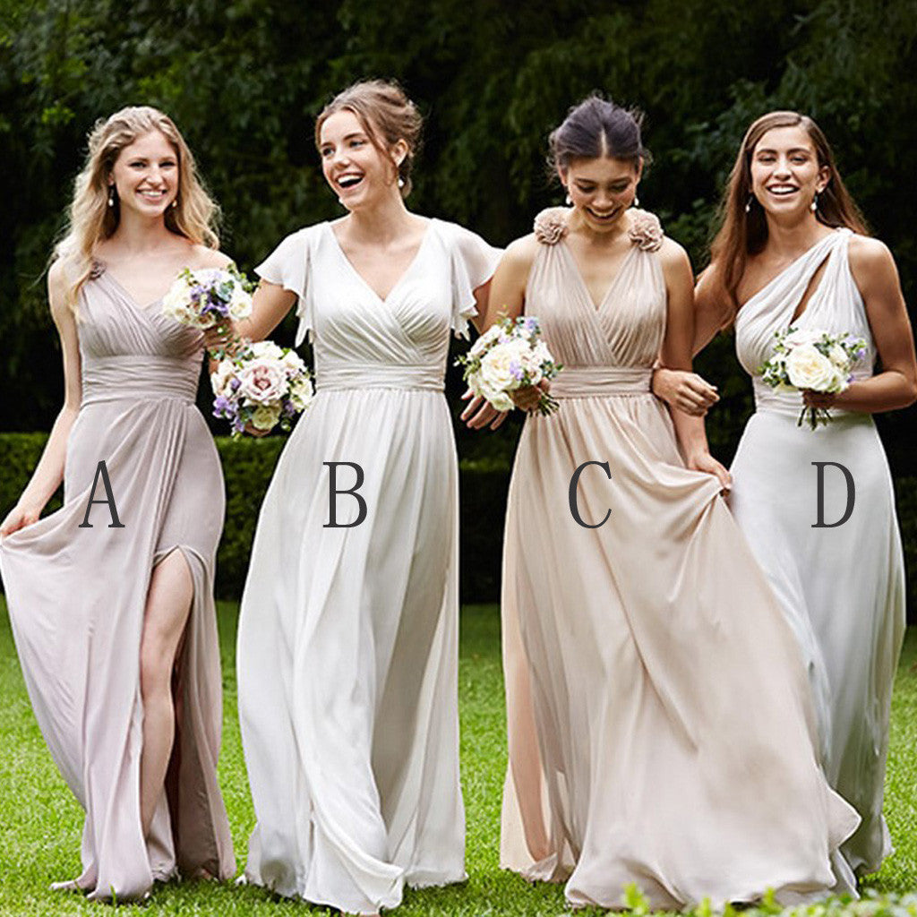 Mismatched Chiffon Floor-Length Formal Bridesmaid Dresses, BG51289