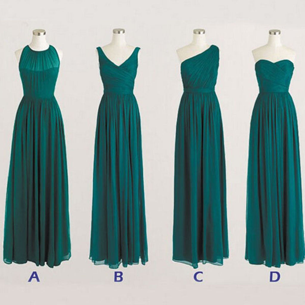 Cheap Simple Mismatched Styles Chiffon Long Teal Green Bridesmaid Dres BubbleGowns Cheap Simple Mismatched Styles Chiffon Long Teal Green Bridesmaid Dres BubbleGowns