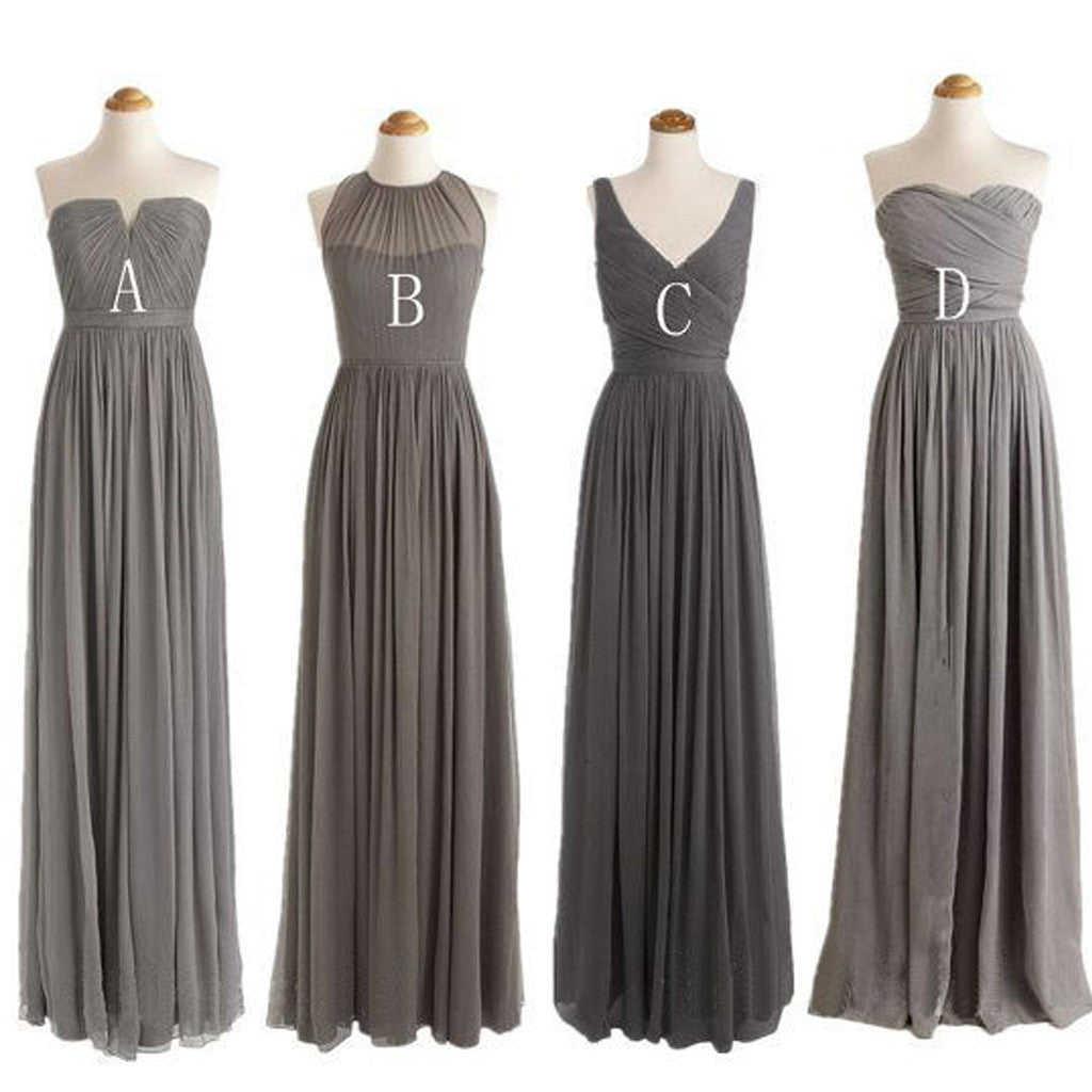 mismatched grey bridesmaid dresses Mismatched Bridesmaid Dresses