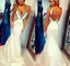 Ivory Mermaid Sexy Open Back Evening Party Long Prom Dresses, BG51093 - Bubble Gown