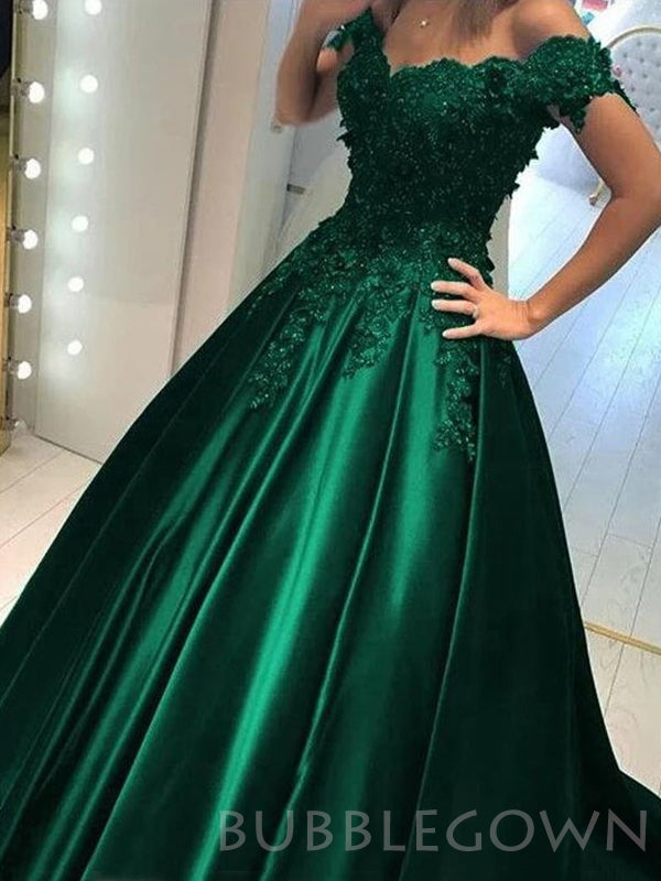 Off the Shoulder Green Elegant Formal Cheap Long Prom Dress, BGP075 BubbleGowns Off the Shoulder Green Elegant Formal Cheap Long Prom Dress, BGP075 BubbleGowns