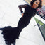 Mermaid Black Lace Long Sleeve Sexy Long Evening Prom Dress, BG51026