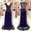 Affordable Cap Sleeve See Through Back Elegant Long Prom Dresses, BG51042