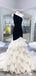 One Shoulder Mermaid Tulle Velvet Long Prom Dresses GDW111