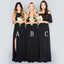 Black Chiffon Mismatched Eleagnt Long Wedding Bridesmaid Dresses, BG51062