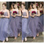 Spaghetti Strap Unique Tulle Long Wedding Bridesmaid Dresses, BG51386
